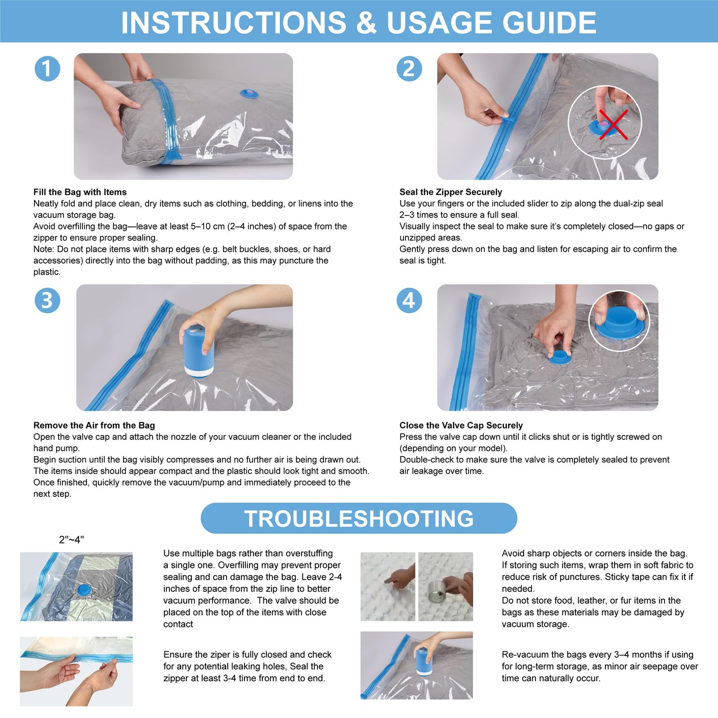 12 Pack Travel Vacuum Storage Bags with Portable Electric Pump, Vacuum Seal Space Saver Bags for Clothing, Vacuum Travel Bags for Luggage