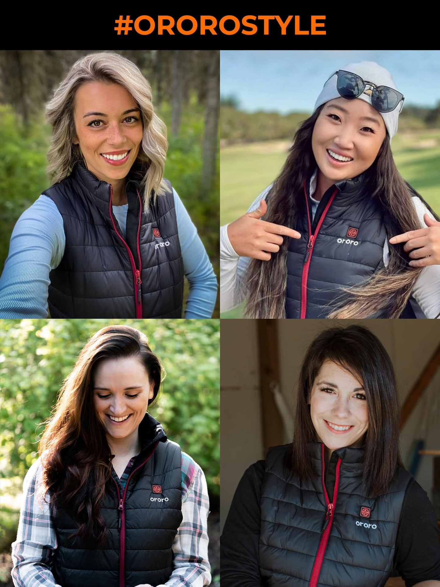 ORORO Women's Lightweight Heated Vest with Battery (Charger Not Included) (Black,M)