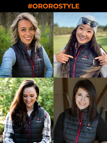 ORORO Women's Lightweight Heated Vest with Battery (Charger Not Included) (Black,M)