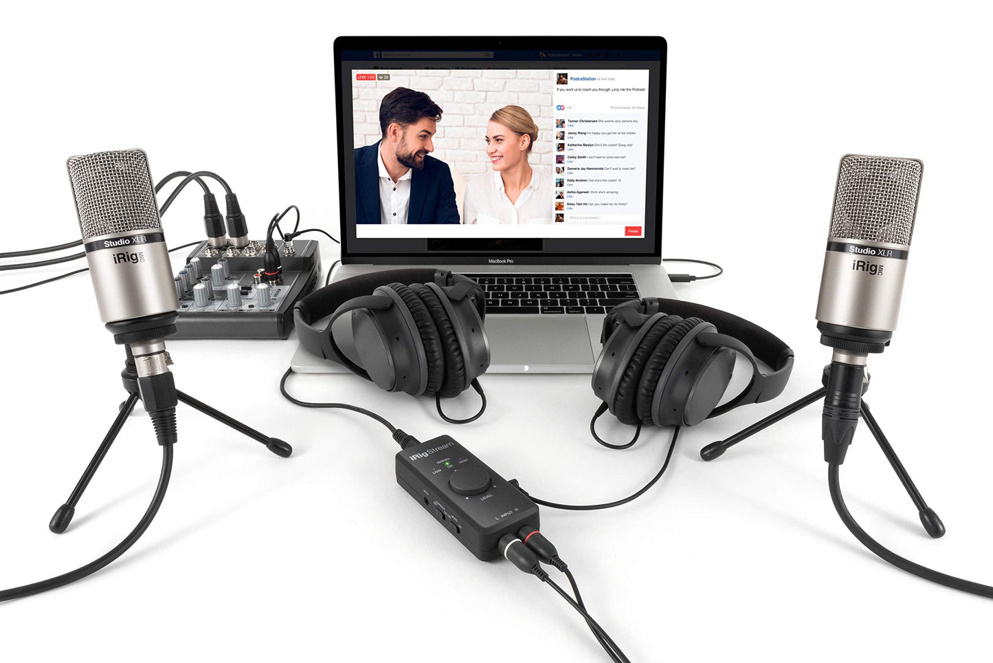 IK Multimedia iRig Stream stereo audio interface for iPhone, iPad, Mac, iOS and PC with USB-C, Lightning and USB for 24-bit, 48 kHz recording from mixers and studio gear