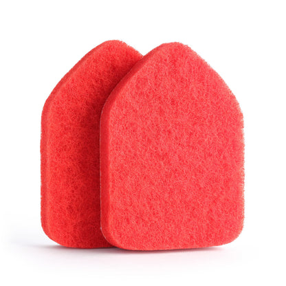 Moku Home Replacement Scrubber Refill for Extendable Tub Tile Shower Brush for Cleaning Non-Scratch (2X Scrubber Sponge Red)