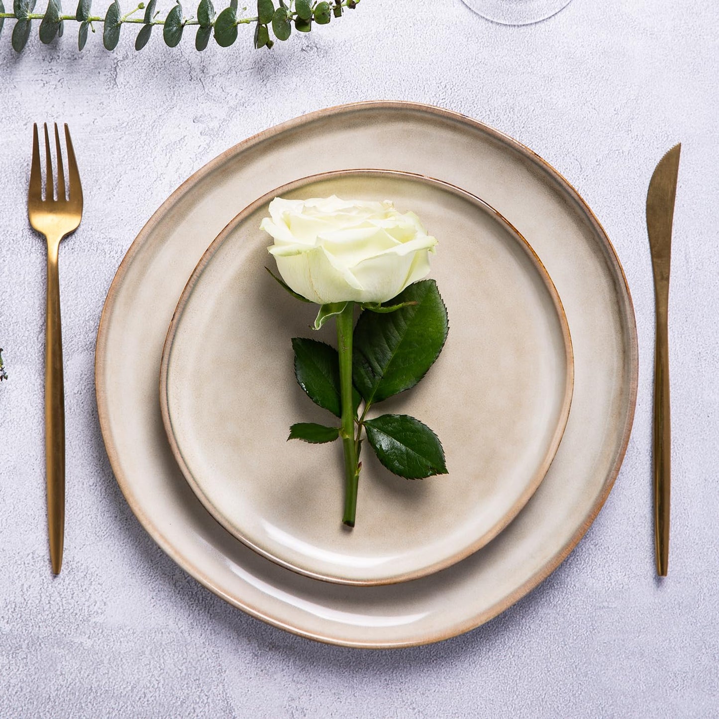 AmorArc Ceramic Dinnerware Sets,Handmade Reactive Glaze Stoneware Plates and Bowls Sets,Highly Scratch Resistant | Dishwasher & Microwave Safe Dishes Set,Service for 6 (18pc)