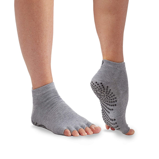 Gaiam Yoga Socks - Toeless Grippy Non Slip Sticky Grip Accessories for Women & Men - Hot Yoga, Barre, Pilates, Ballet, Dance, Home - Heather Grey/Black
