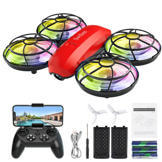 Swifsen Drone with Camera for Kids and Beginner,Birthday Gift Toy for Boys and Girl,Indoor Quadcopter Plane for Boy,Small Helicopter with Auto Hovering, 3D Flips, Headless Mode,2 Batteries