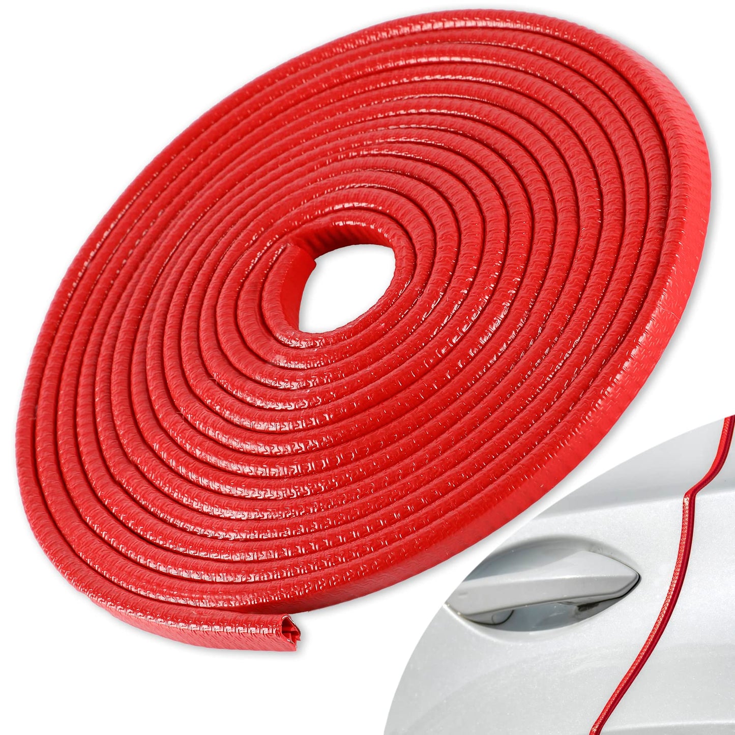 SINGARO 16.4Ft (5M) Car Door Edge Guard, No Glue Car Door Entry Guard Protective Strip, Rubber Edge Trim Car Door Protector, Applicable to Car, Truck, SUV and ATV, Car Exterior Accessories（Red）