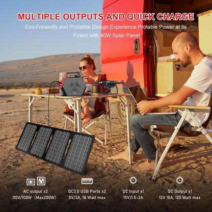 100W Solar Generator with 40W Foldable Solar Panel, Sinkeu 24600mAh Power Bank with AC Outlet for Home Use 97.68Wh Portable Power Station for Camping Hurricane Emergency