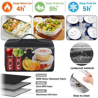 ETRONIK Lunch Backpack for Women, 15.6 inch Laptop Backpack with USB Port, Teacher Nurse Work Backpack with Insulated Cooler Lunch Bag, Travel Bags for Women & Men, Gift, Black