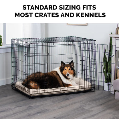 Furhaven Dog Bed for Extra Small Dogs & Indoor Cats, 100% Washable, Sized to Fit Crates - Sherpa Fleece Bolster Crate Pad - Cream, Extra Small