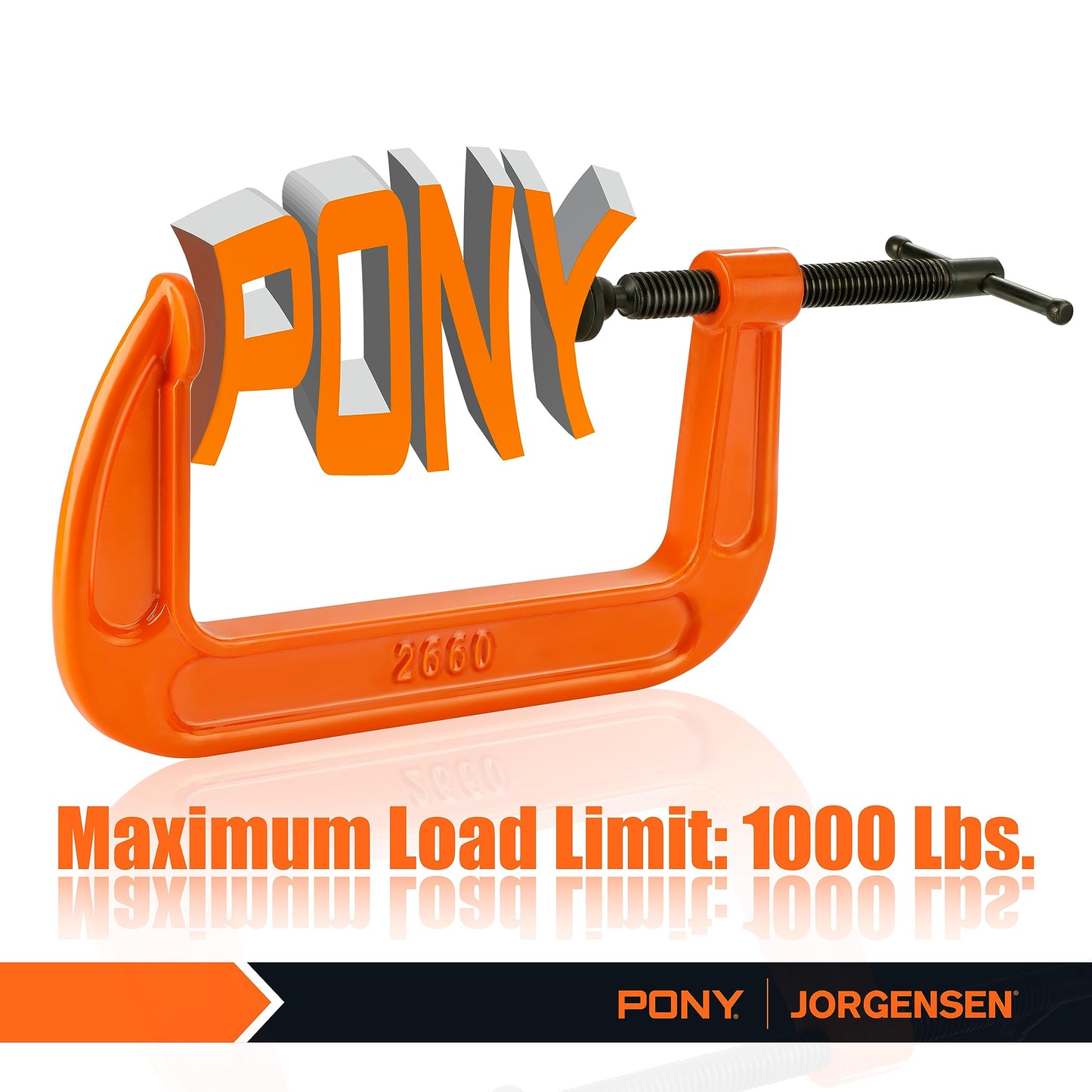 Pony 6-in C-Clamp Set, Clamps for Woodworking,1000lbs Load Limit, 2660 C-Clamp, Ideal for most DIY, Woodworking and Household Clamping Projects-2 Pack