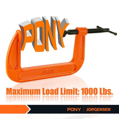Pony 6-in C-Clamp Set, Clamps for Woodworking,1000lbs Load Limit, 2660 C-Clamp, Ideal for most DIY, Woodworking and Household Clamping Projects-2 Pack