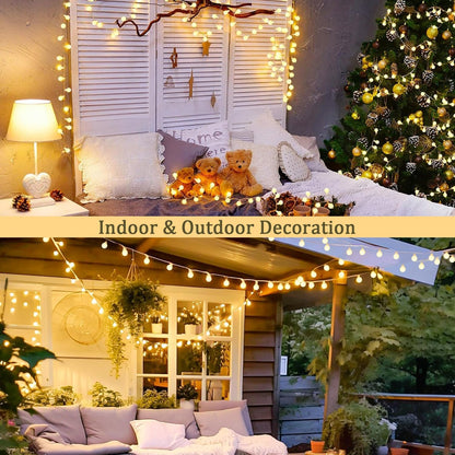 JMEXSUSS 100 LED Connectable Globe String Lights Indoor Bedroom, 33ft Warm White Christmas String Lights Plug in with Remote, 8 Modes Hanging Fairy Lights Outdoor for Room Classroom Dorm Party Decor