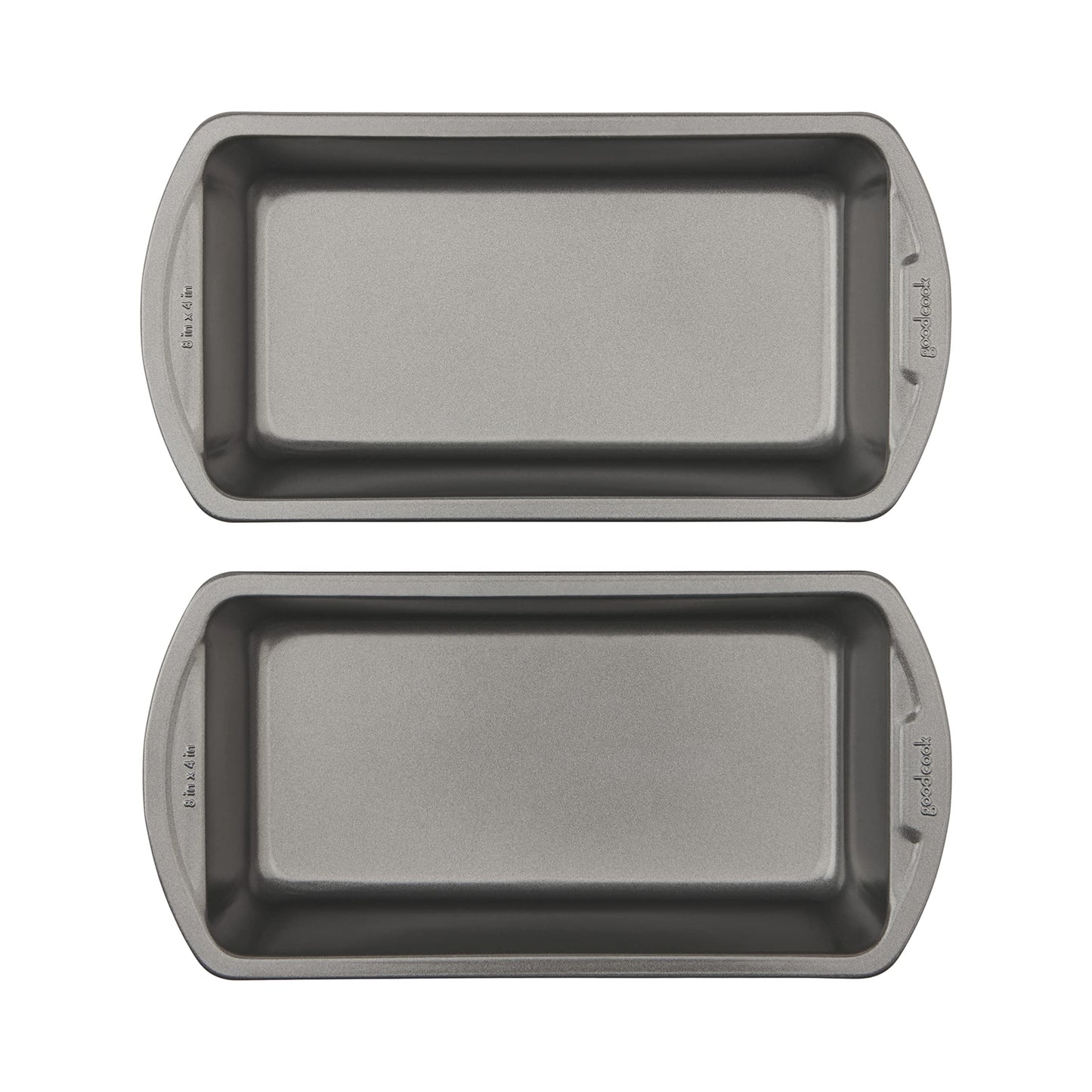 GoodCook Set of 2 Medium 8" x 4" Nonstick Steel Bread Loaf Pans, Gray