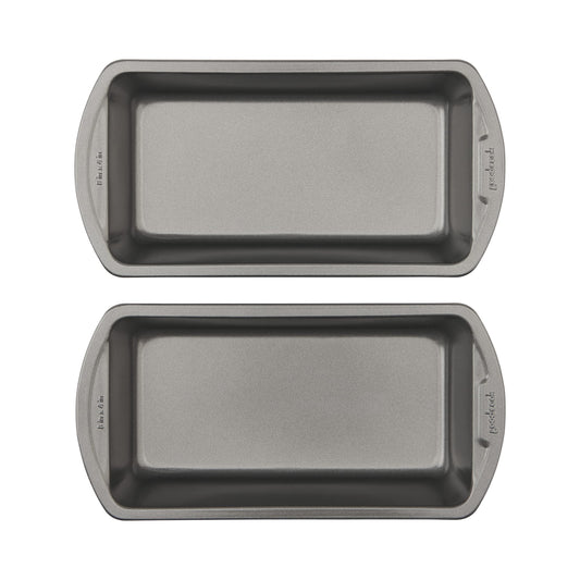 GoodCook Set of 2 Medium 8" x 4" Nonstick Steel Bread Loaf Pans, Gray