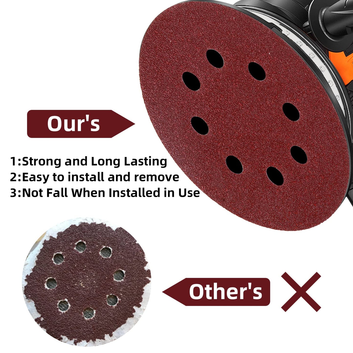 100PCS 5 Inch 8 Holes Sanding Discs 60 120 240 400 600 800 1000 1200 1500 2000 Grit Sandpaper Sander Round Sand Paper (100pcs 60-2000 grit)