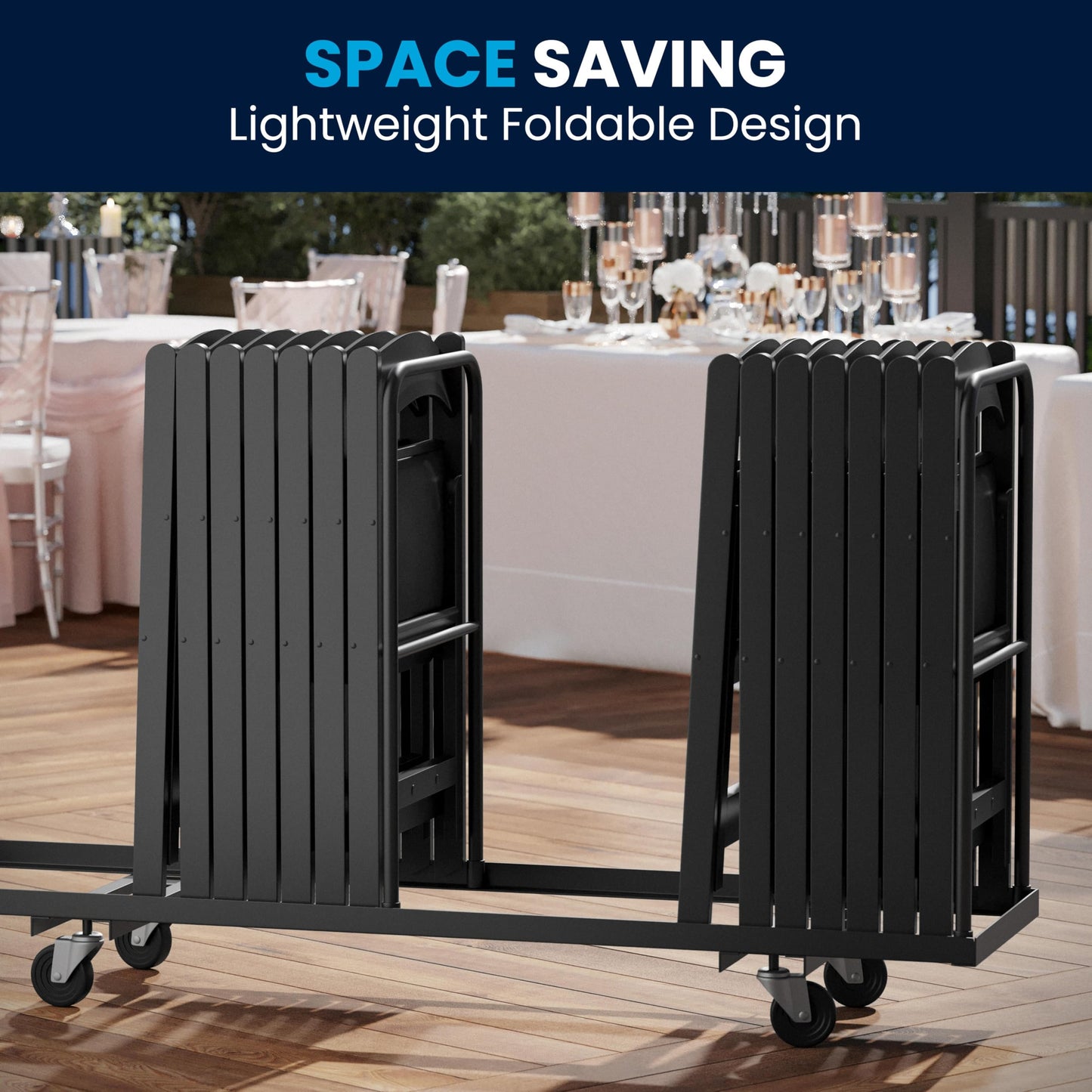 Flash Furniture Hercules Series Folding Chairs for Weddings and Formal Events, Stackable Commercial Event Seats with 1,000-lb. Static Weight Capacity, Set of 4, Black