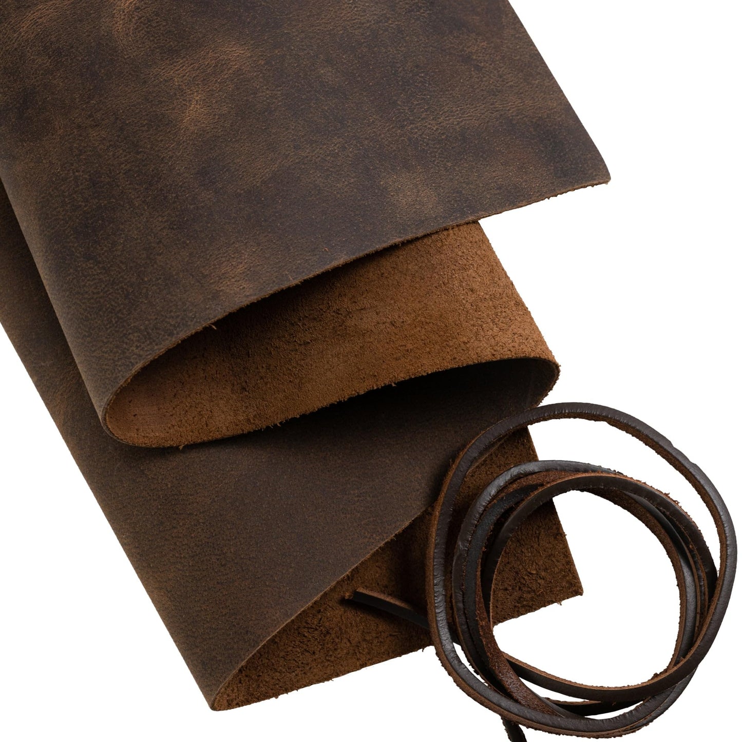Moonster Genuine Leather Sheets for Crafts, Tooling Leather Sheet 12"x24" – Full Grain Buffalo Leather Fabric, Leather Crafting Kit, Veg Tan Leather for Leather Craft with 36" Cord – Soft Brown
