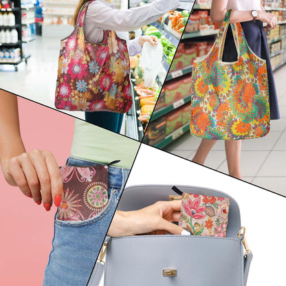 Noilk Reusable Grocery Bags, Versatile Tote Bag For Women Gift, Bulk Stylish Foldable Shopping Totes With Handles, Practical Use Ideal For Storage, Travel & Beach