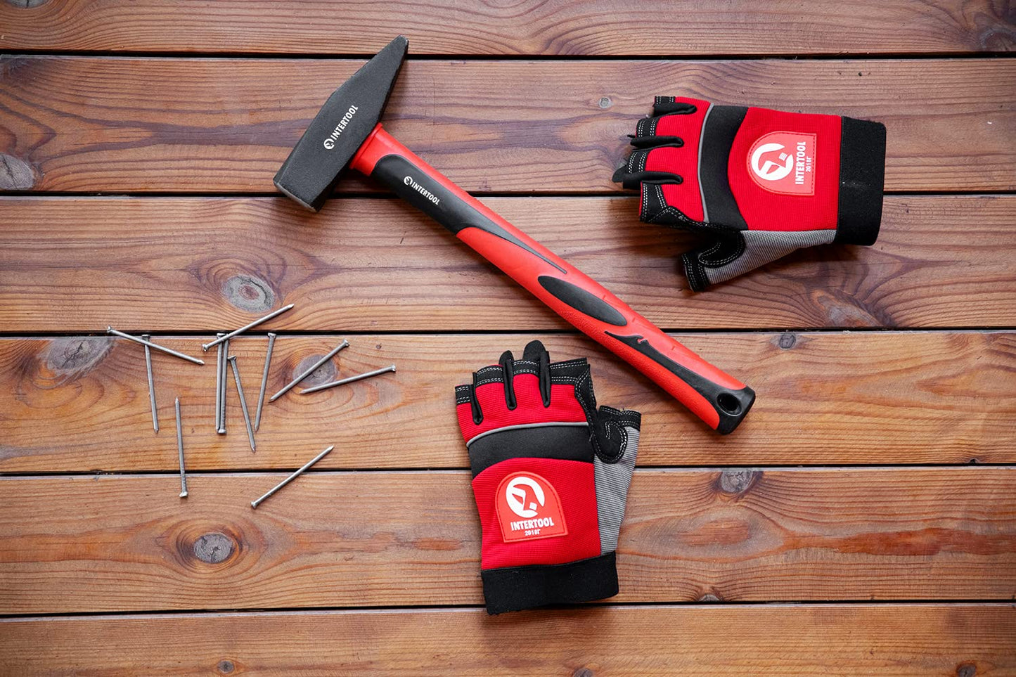 INTERTOOL 2 lbs Cross Peen Hammer, 1000g Heavy Duty Engineer Hammer, Mechanic, Blacksmith, Sheet Metal, 14” Shock Absorbing Fiberglass Handle HT08-0210