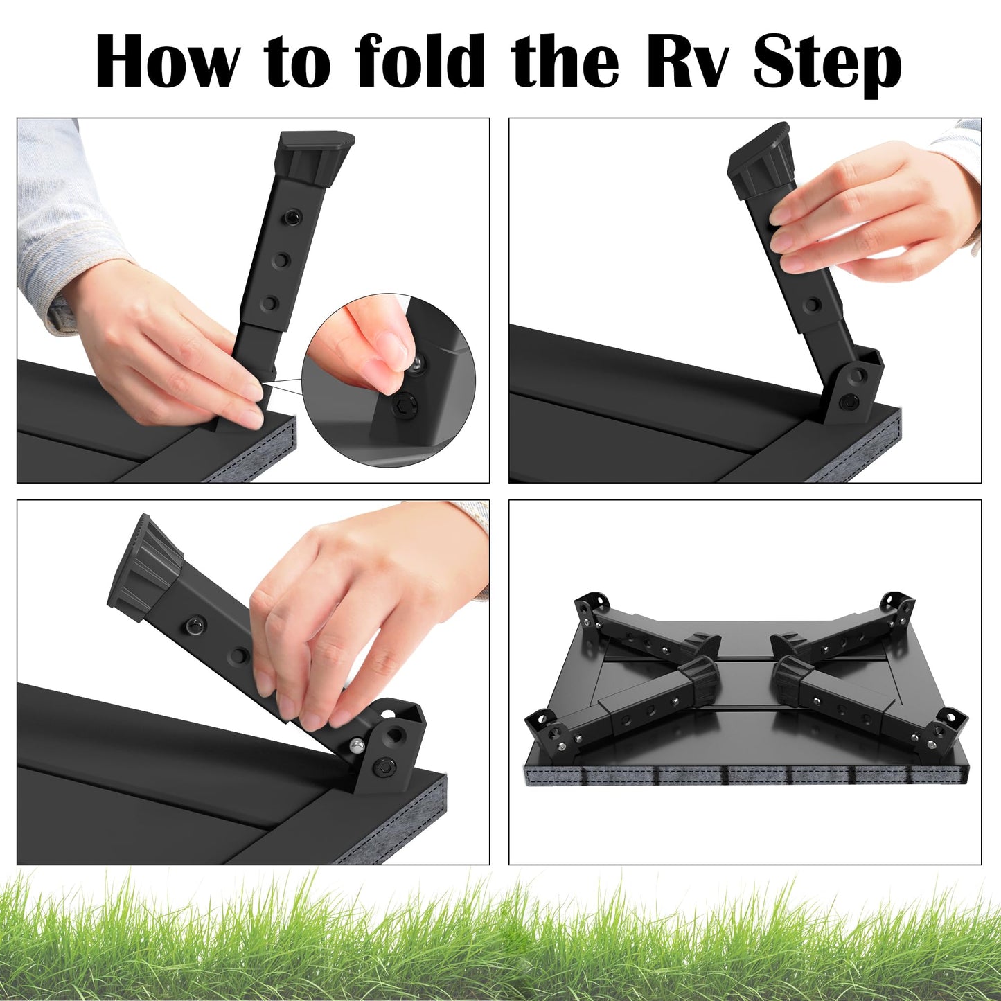 Marudina Large Platform RV Step with Cloth Cover and Anti-Slip Surface, 3-Level Adjustable Height, Light Aluminum Folding Step Stool, Supports Up to 1,000 lb - Ideal for RV and Multi-Use Scenarios