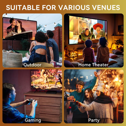 Projector with WiFi and Bluetooth, Pericat 4K Supported Native 1080P Projector, Portable Movie Outdoor Projector for Home Theater, Mini Projector Compatible with PC, HDMI, USB, TV Stick, PS5