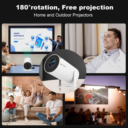 Mini Projector, HY300 PRO Portable Projector, Support 4K 1080P with Dual-Band WIFI6 5G Wireless 5.0 Bluetooth Android 11, 180° Rotatable, Auto Keystone Correction, 35"-130" Screen Video Projector