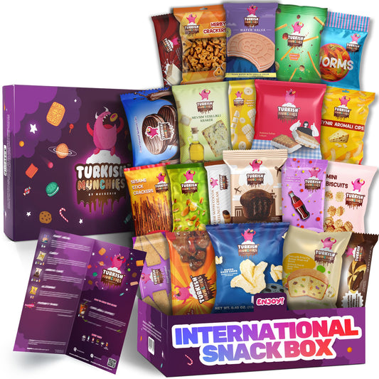 Maxi International Snack Box | Premium Exotic Foreign Snacks | Unique Snack Food Gifts Included | Try Extraordinary Turkish Snacks | Candies from Around the World | 21 Full-Size Snacks