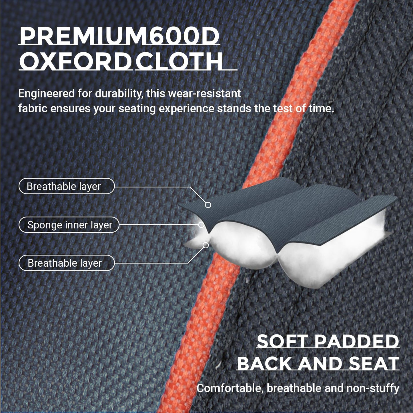 Overmont Oversized Folding Camping Chair - 450lbs Support with Padded Cushion Cooler Pockets - Heavy Duty Collapsible Chairs for Sports Garden Beach Fishing Black