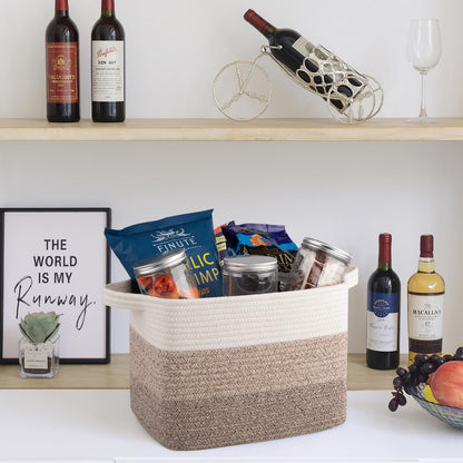 OIAHOMY Storage Basket, Woven Baskets for Storage, Cotton Rope Basket for toys,Towel Baskets for Bathroom - Pack of 3, Gradient Yellow