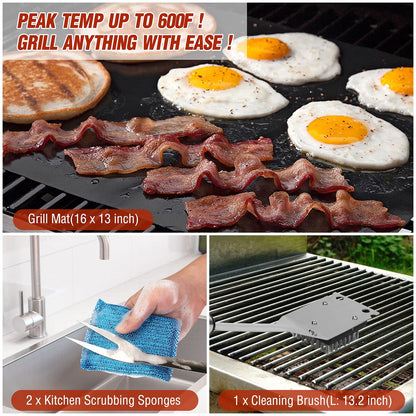 Grill Tools 122PCS Grilling Gifts for Men, for Fathers Day, Christmas, Grill Set BBQ Griddle for Outdoor Grill for Blackstone Weber Traeger Pit Boss Smoker Accessories