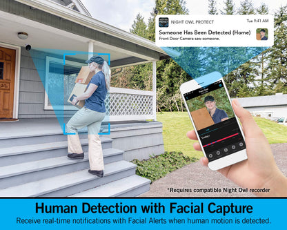 Night Owl 1080p HD Wired Indoor/Outdoor Add-On Cameras with Built-in Motion-Activated Spotlights, 100 ft. of Night Vision, Wide Viewing Angle and Color Night Vision (2-Pack)