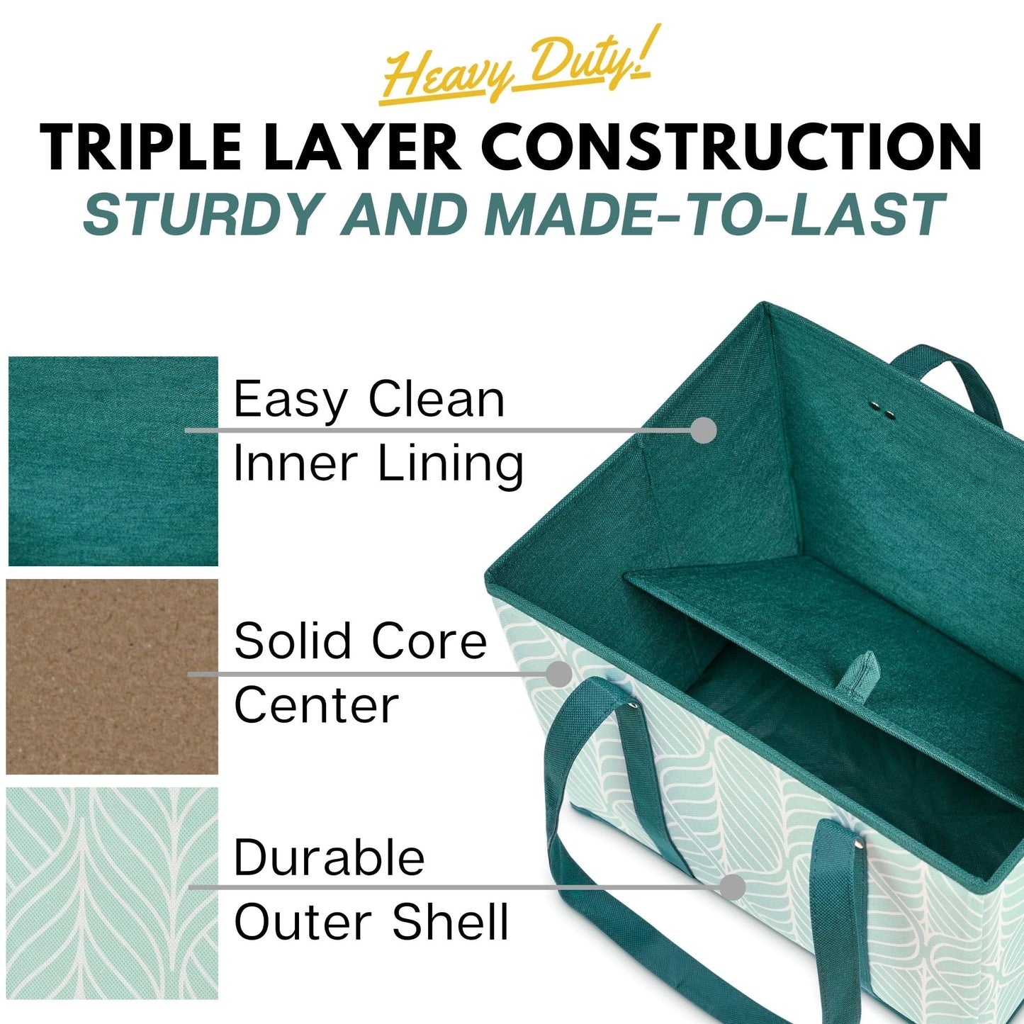 Reusable Grocery Bags (3 Pack) – Heavy Duty Reusable Shopping Bags for Groceries with Box Shape to Stand Up, Stay Open, Fold Flat – Large Tote-Bag is Foldable with Long Handles & Hard Bottom (Green)