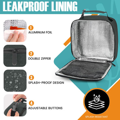 Lunch Bag for Men/Women, Reusable Lunchbox for Adult, Small Insulated Lunch box, Lunch Tote Bag for Office, Work, Picnic - Black