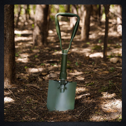 REDCAMP 23" Military Folding Camping Shovel w/Cover,Portable Shovel with High Manganese Steel, Tactical Entrenching Tool Tri-fold Handle Shovel for Camping Hiking Sand Mud Snow Beach, Green 2.5Lbs