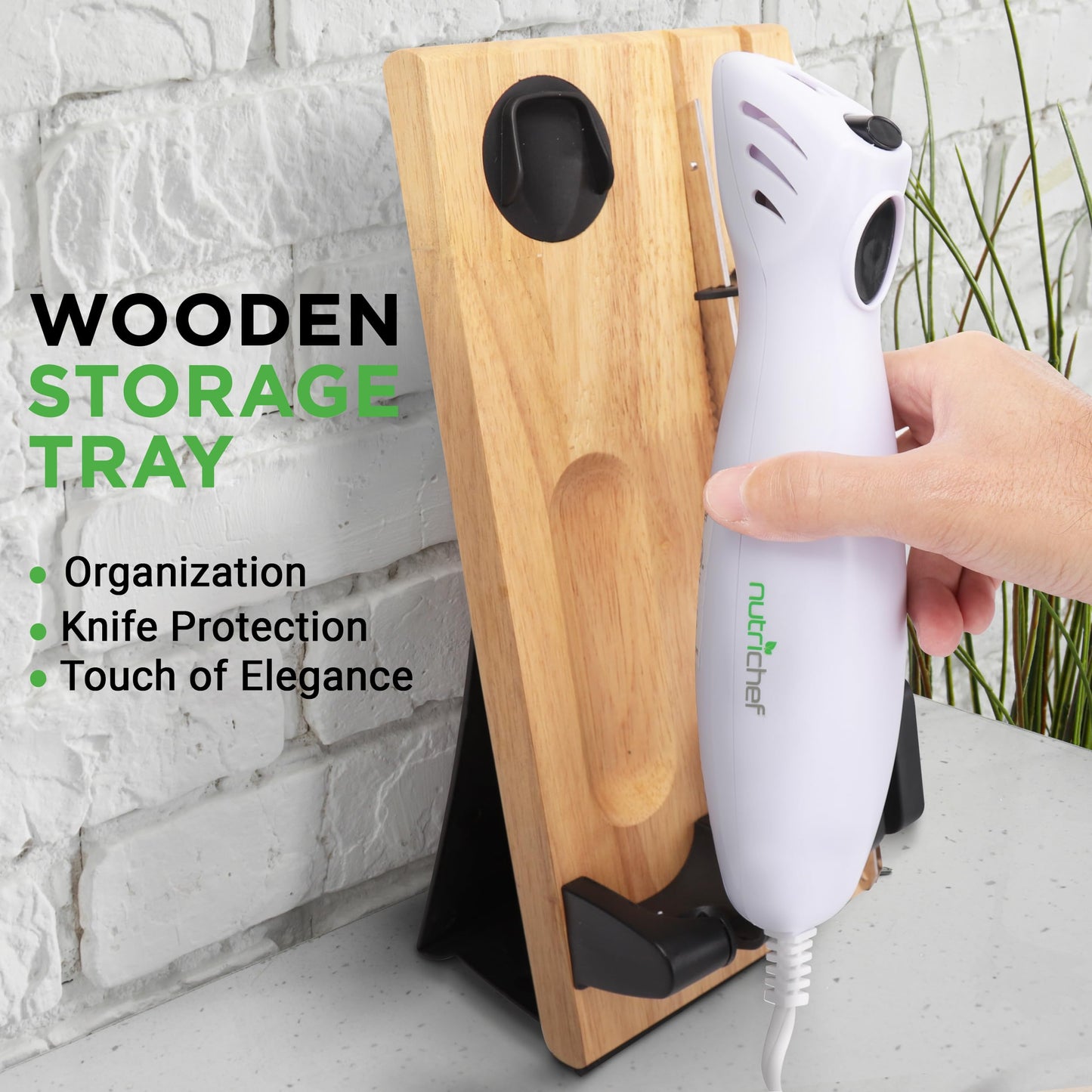 NutriChef Electric Carving Turkey Slicer Kitchen Knife | For Thanksgiving | Portable Electrical Food Cutter Knife Set with Carving Blades & Wood Carving Stand | Cuts Meat, Bread, Cheese & Fruit