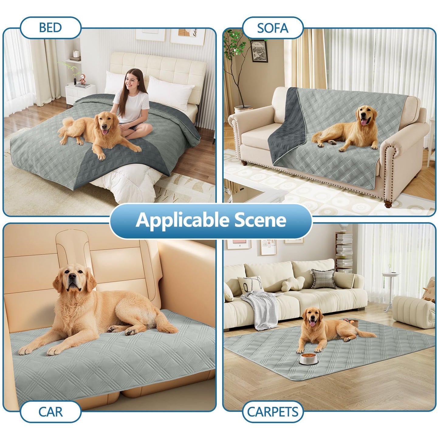 hyha Waterproof Dog Blanket, Reversible Pet Bed Blanket, Soft Sofa Couch Cover for Dogs Washable, Waterproof Pet Couch Covers for Sofa Puppy Cats Furniture Protector(30"x70", Grey/Dark Grey)