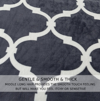 Gray Pattern King Size Blanket,90x108 Inches Microfiber Soft Cozy Fluffy Warm Hand Made Throw Blankets for King Calking Bed,Couch, Sofa, Chair, Camping, Picnic,Grey and White