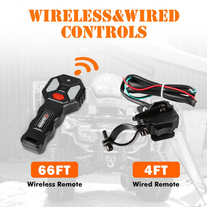 ZESUPER 3000 lb Electric Winch for ATV UTV Trailer Boat Synthetic Rope Winch 12V DC Off Road Towing Winches with Wireless Remote Mounting Bracket