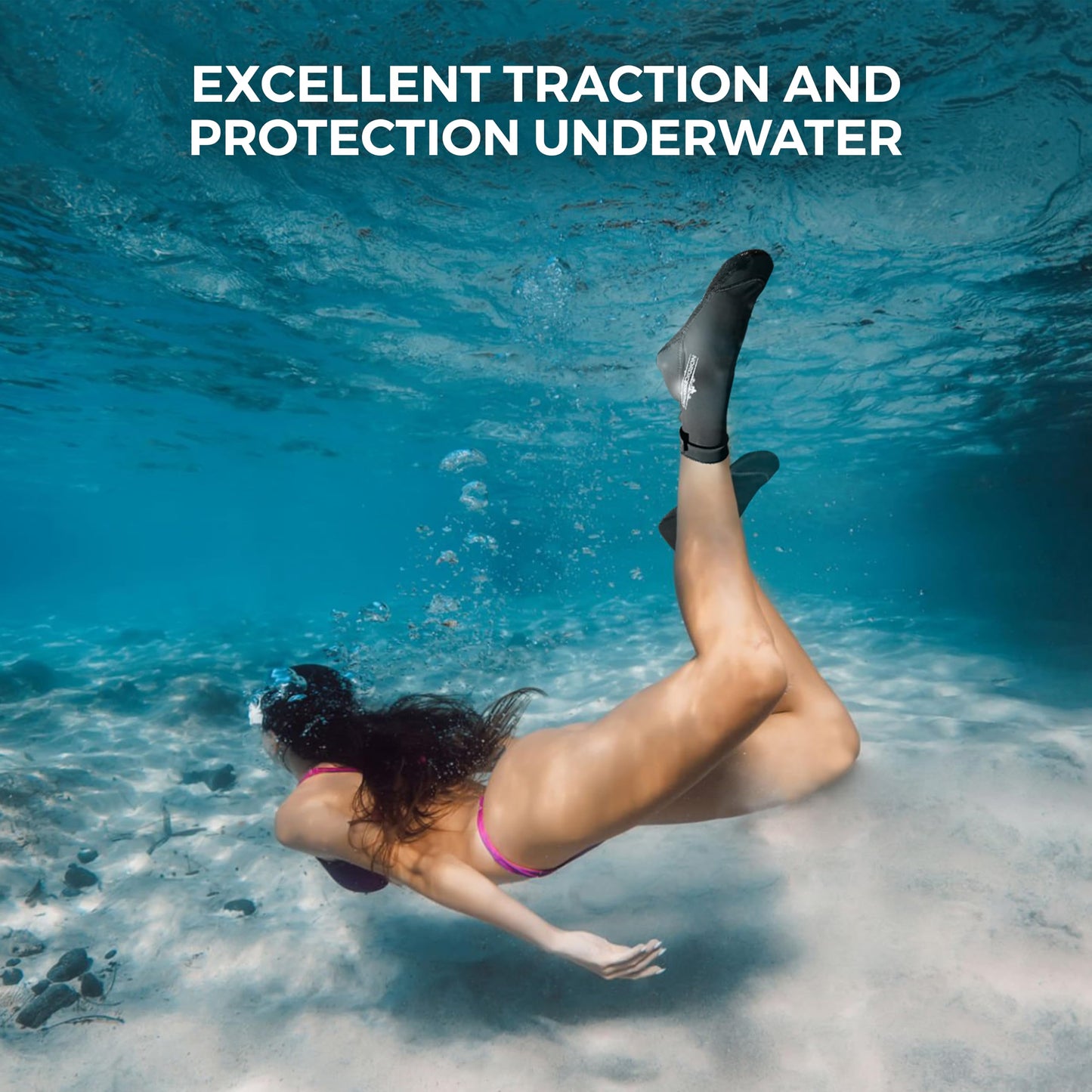 Nordic Essentials Aqua Beach Socks - 1 Pair - For Sand Soccer, Volleyball, Swim, Diving, Snorkel Equipment for Men, Women, Kids, Youth - Neoprene Lycra Waterproof Booties - Sun Protection S - Black