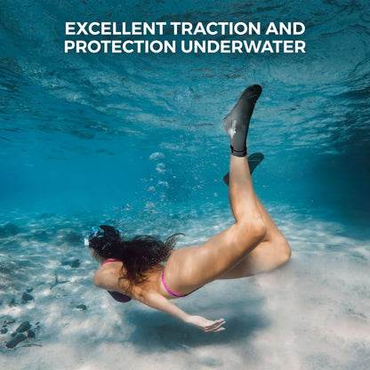 Nordic Essentials Aqua Beach Socks - 1 Pair - For Sand Soccer, Volleyball, Swim, Diving, Snorkel Equipment for Men, Women, Kids, Youth - Neoprene Lycra Waterproof Booties - Sun Protection S - Black