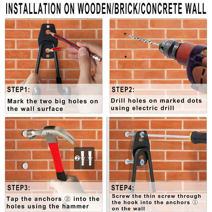 KOFANI Steel Garage Storage Hooks - 16 Pack Anti-Slip Coating, Heavy Duty Wall Mount Hooks for Hanging Bike, Ladder, Garden Tools