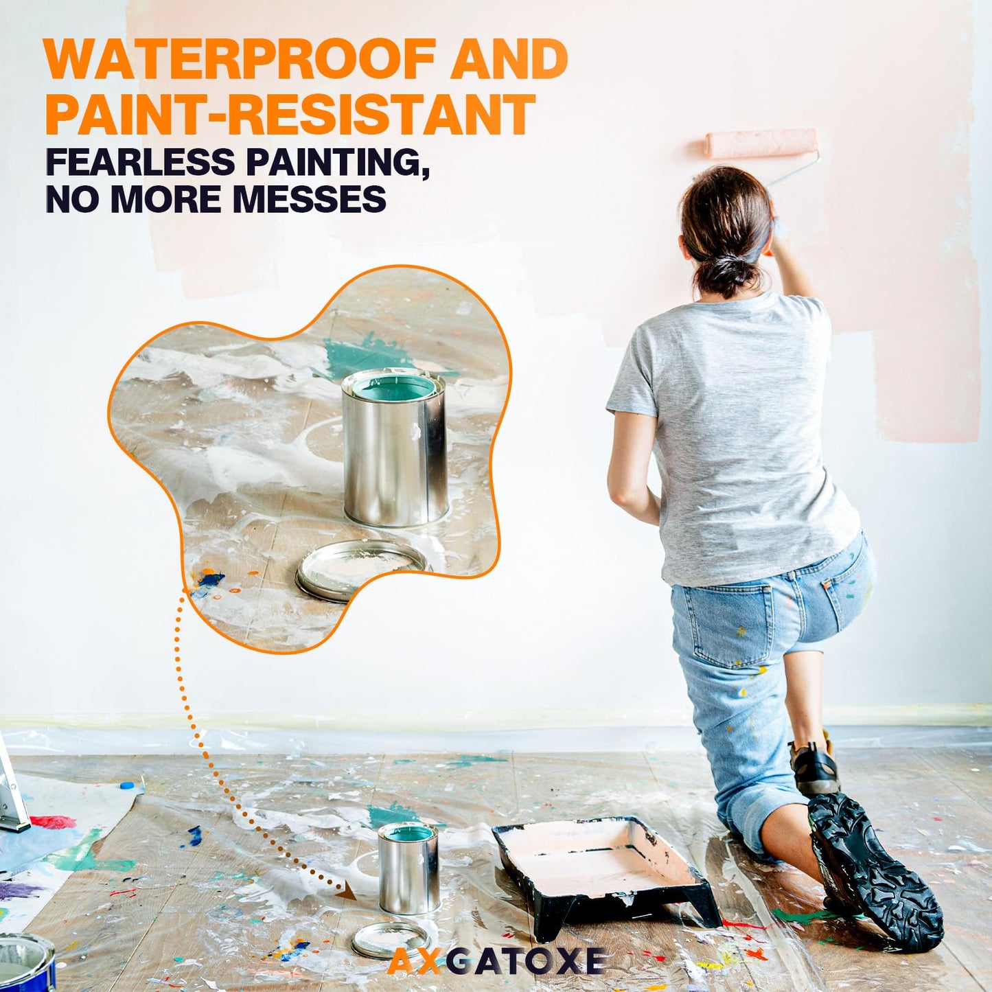 12 x 9 Ft Plastic Drop Cloths (6-Pack) - Disposable Painter's Sheeting & Tarps for Painting, Waterproof Furniture/Couch/Floor Protection