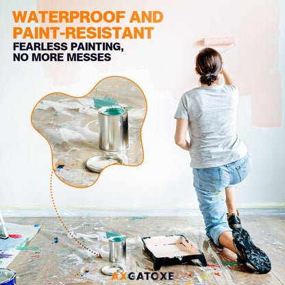 12 x 9 Ft Plastic Drop Cloths (6-Pack) - Disposable Painter's Sheeting & Tarps for Painting, Waterproof Furniture/Couch/Floor Protection