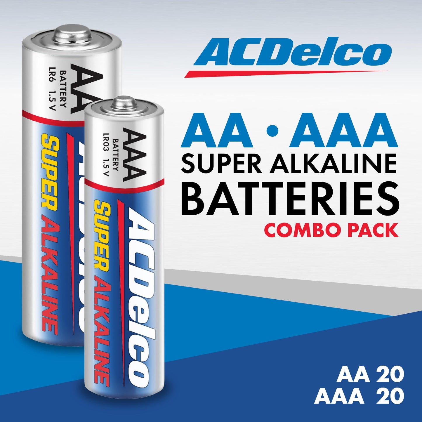 ACDelco Double AA and Triple AAA Batteries, 40-Count Battery Combo Pack for Home and Office, 20-Count Each, 10-Year Shelf Life