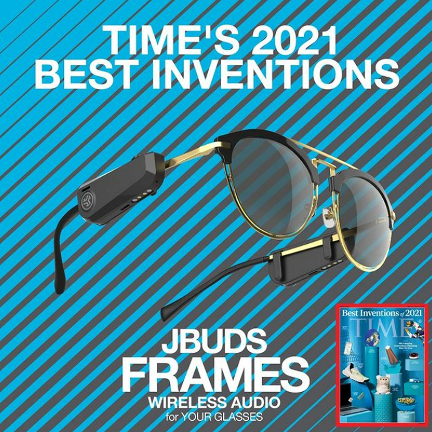 JLab JBuds Frames Wireless Open-Ear Audio for Your Glasses | 8-hour Bluetooth Playtime