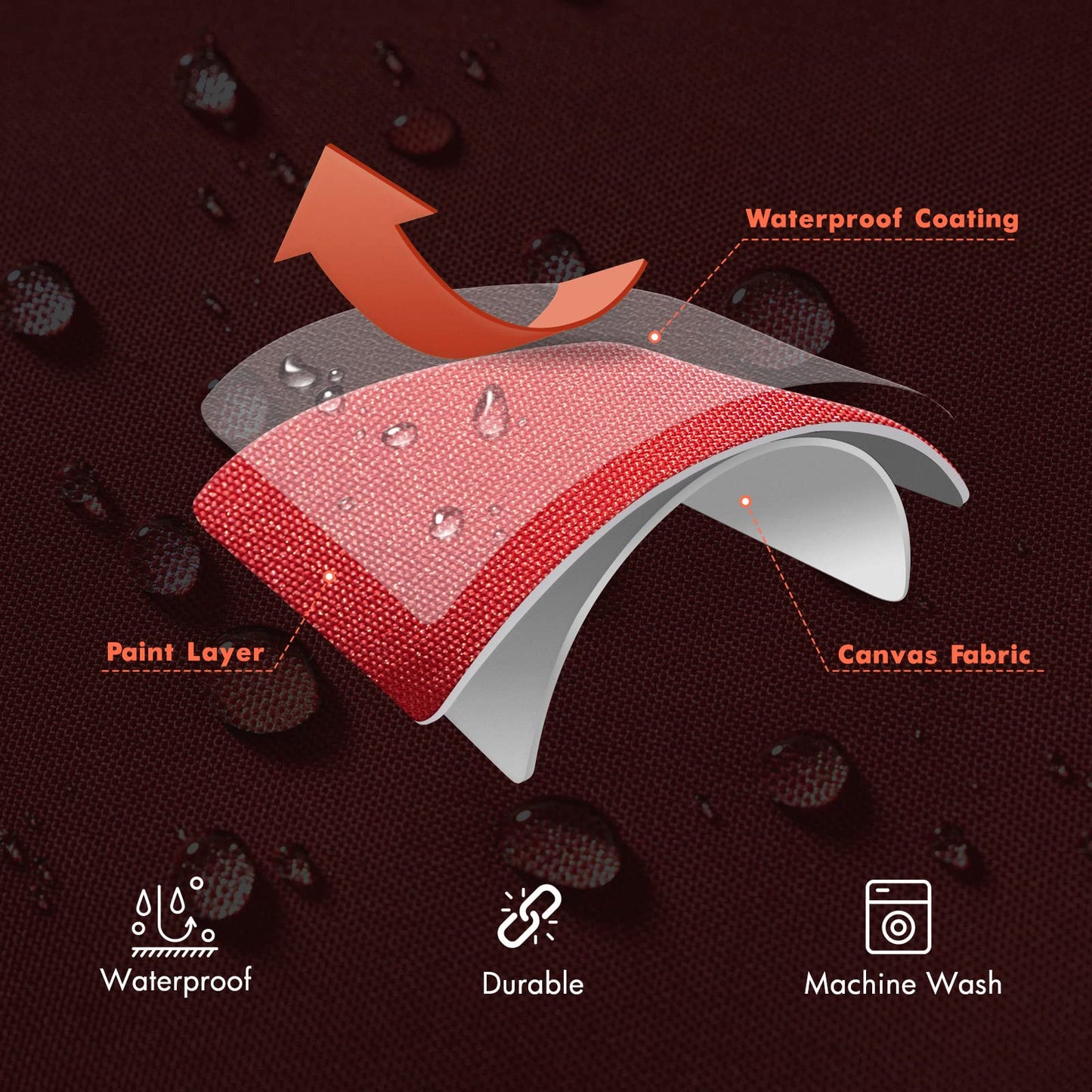 MIULEE Outdoor Waterproof Throw Pillow Covers Set of 2 Relax Decorative Outdoor Square Pillowcases for Chair Patio Garden Couch Tent Balcony Sofa Red 18x18 Inch