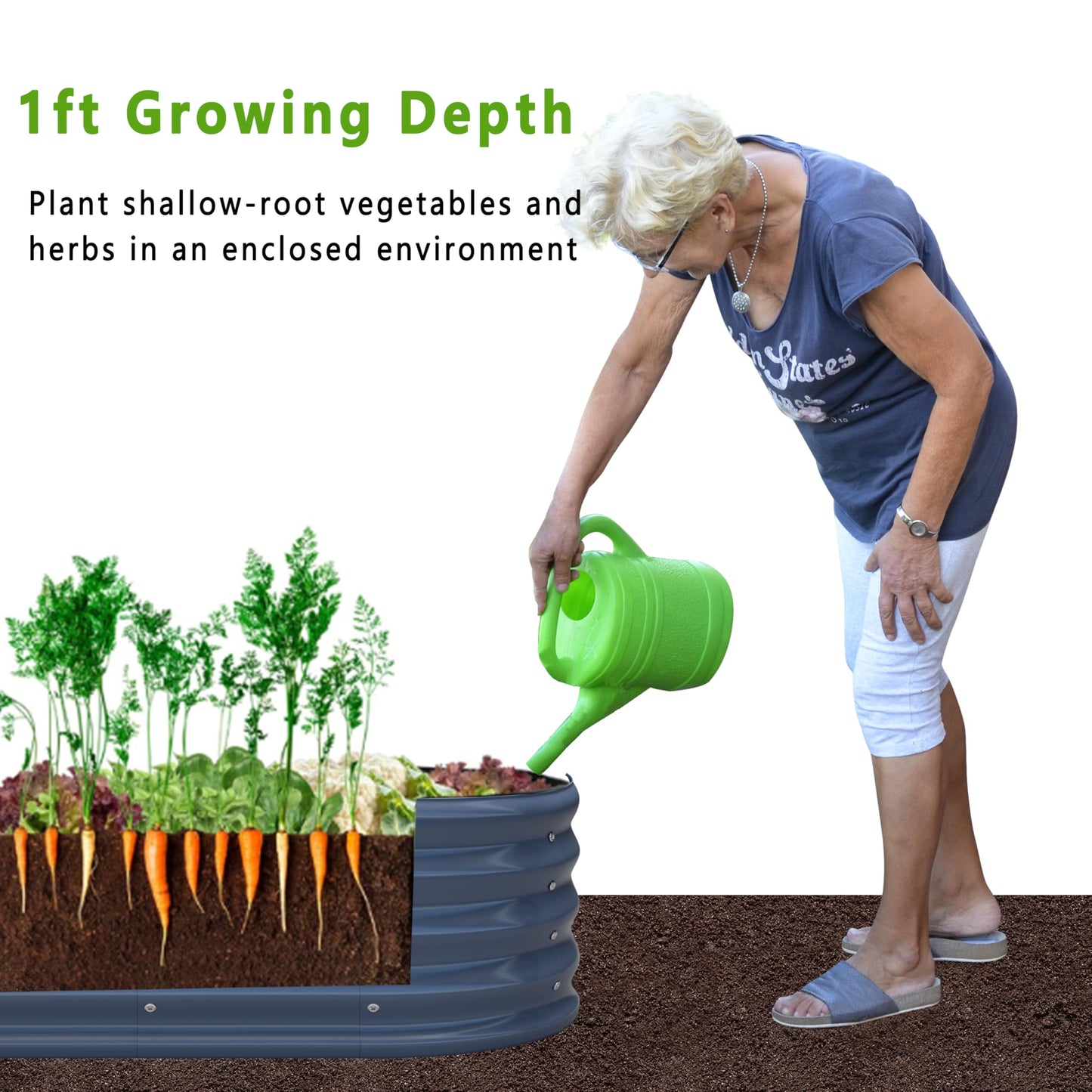 KFN 2PCS 12x1.8x1FT Galvanized Raised Garden Bed,Raised Garden Bed Kit-Oval Metal Vegetable Box,Large Planter Flower Boxes Outdoor,Planting for Vegetables,Flower,Herb,Grey,0.7mm