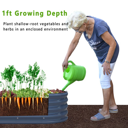 KFN 2PCS 12x1.8x1FT Galvanized Raised Garden Bed,Raised Garden Bed Kit-Oval Metal Vegetable Box,Large Planter Flower Boxes Outdoor,Planting for Vegetables,Flower,Herb,Grey,0.7mm