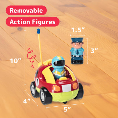 PREXTEX Cartoon Remote Control Car - 2-Pack Police and Race Car Toddler Toys - RC Cars for Kids with Different Frequencies - Easy Remote Control Toy and Thoughtful Gifts for Boys and Girls