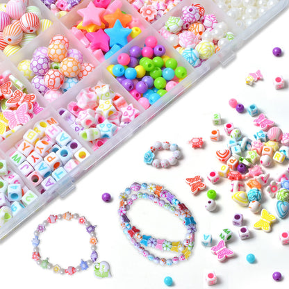 Jwxstore Kids DIY Bead Jewelry Making Kit, Beads for Girls Toys Bead Art and Craft Kits DIY Bracelets Necklace Hairband and Rings Toy for Age 4 5 6 7 8 9 10 11 Year Old Girl Gifts