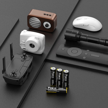 POWXS AA Lithium Batteries, 16 Pack 1.5V Lithium Iron Double A Batteries 3200mAh Super Capacity for Blink Camera, Video Doorbell, Flashlight, Toys, Remote Control 【Non-Rechargeable】